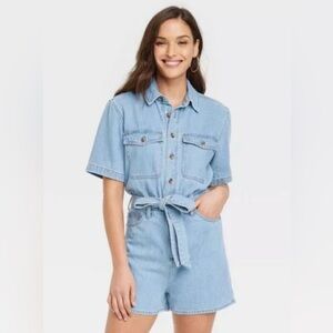Light Wash Utility Denim Romper size 10 Universal Thread from Target
